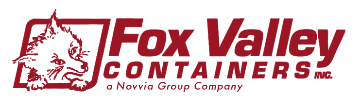 fox valley logo - a novvia company Logo of Fox Valley Containers, Inc. features a red outline of a fox's head beside the company name in bold red text. Below, it reads "a Novvia Group Company.
