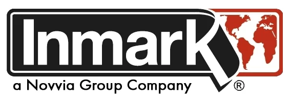 Inmark Logo Transparent HR - novvia black Logo of Inmark, a Novvia Group Company. The design includes bold text "Inmark" on a black background with a world map graphic in red on the right. Below, it reads "a Novvia Group Company" in smaller black text.