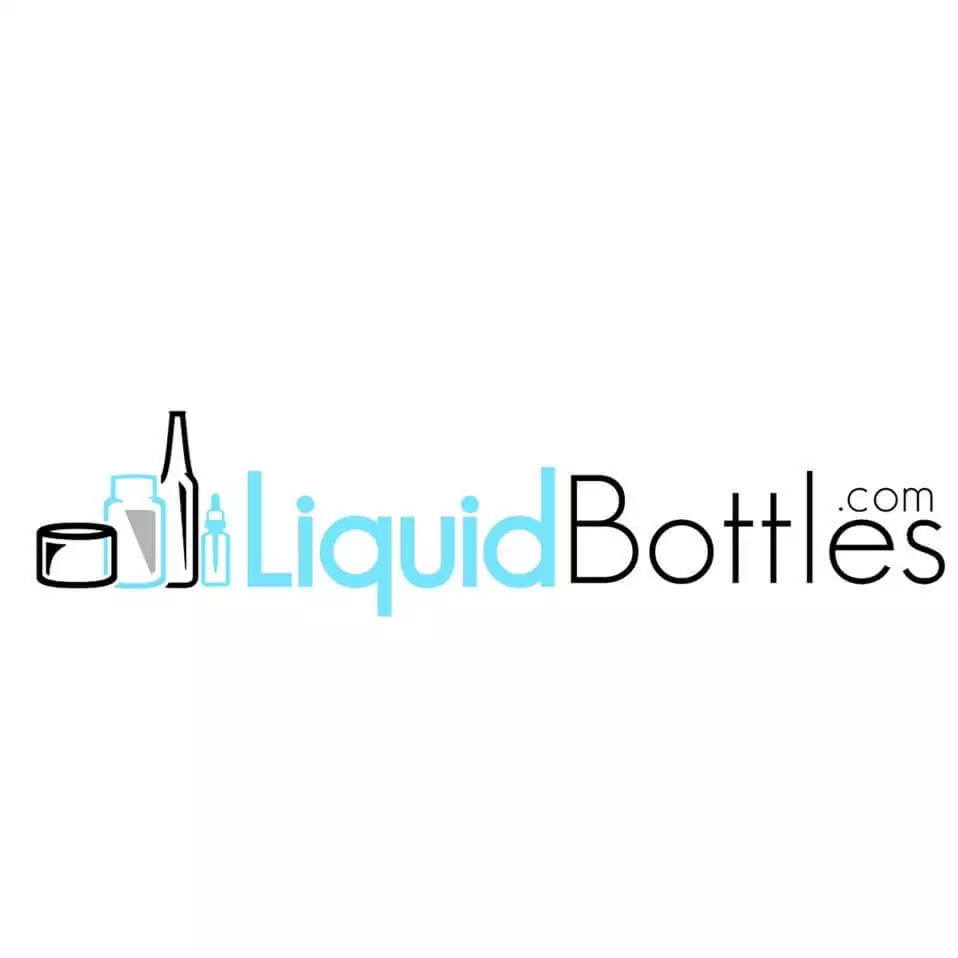 The logo for Liquid Bottles cleverly showcases illustrations of assorted bottle types, such as spray, dropper, and jar. These images sit harmoniously beside 